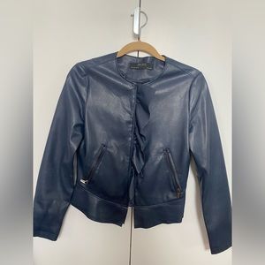 Navy faux leather jacket - Zara